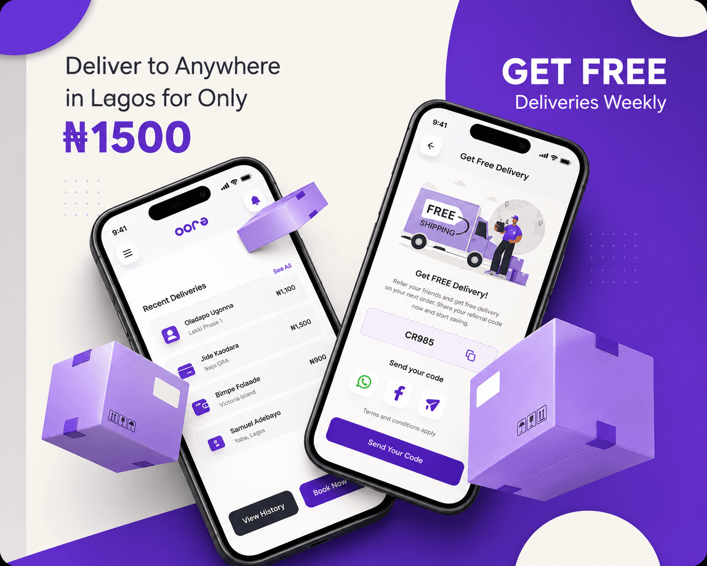 Cora Delivery mobile application and referral experience