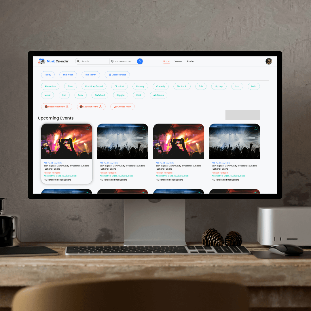 Muzik Calendar product interface