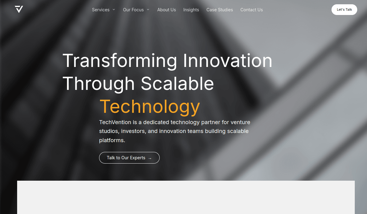 Techvention live website homepage