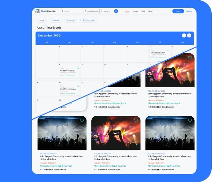 Muzik Calendar product interface